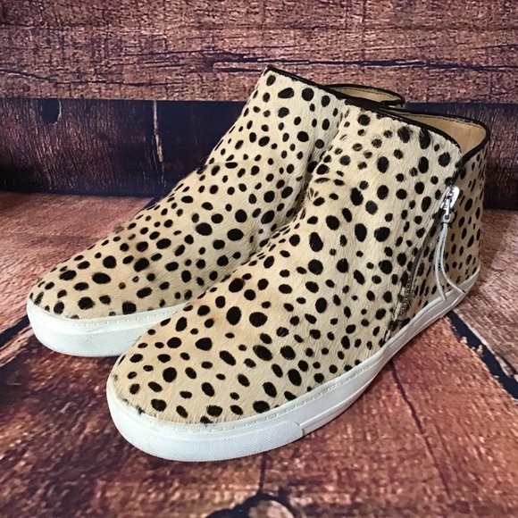 Crown Vintage Zia Womens Size 6.5 Cheetah Print Calf Hair Mid-Top Sneaker Bootie